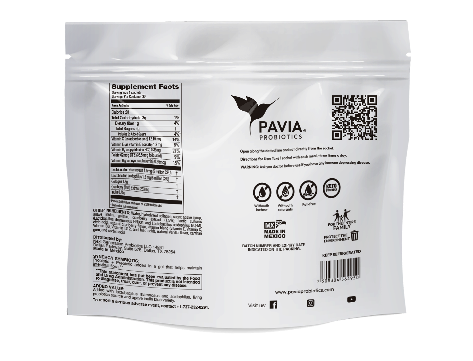 A+C | Live probiotics with collagen & antioxidants Helps relieve stomach discomfort Contains 30 single serve packets | Fruit flavor
