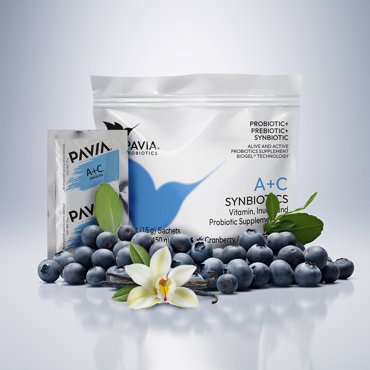 A+C | Live probiotics with collagen & antioxidants Helps relieve stomach discomfort Contains 30 single serve packets | Fruit flavor